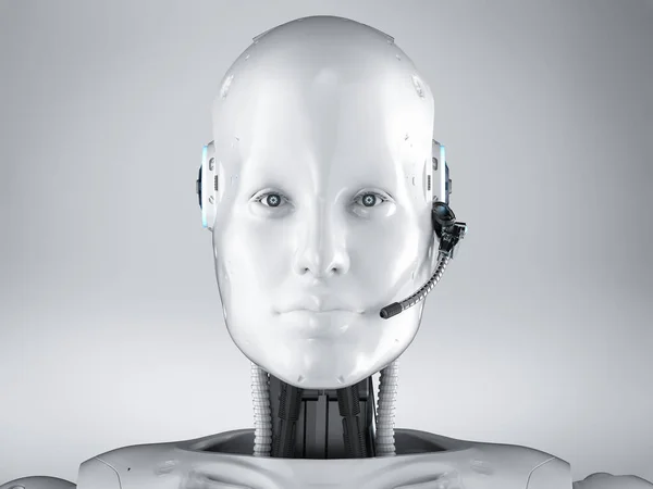 Cyborg lub robot ze słuchawkami — Zdjęcie stockowe