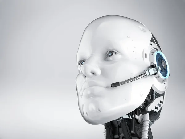 Cyborg eller robot med headset — Stockfoto