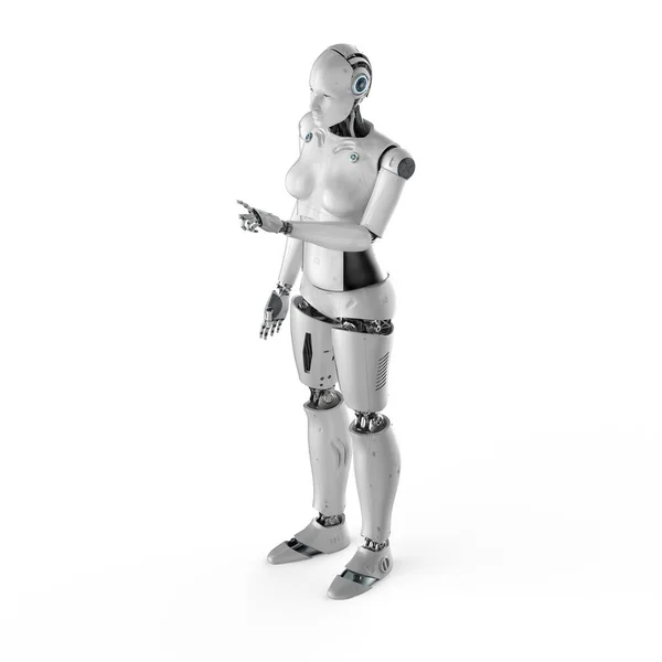 Žena kyborg nebo robot prst bod — Stock fotografie