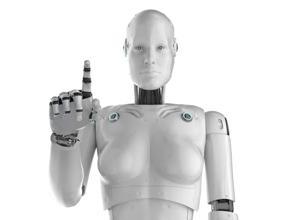 Femeie cyborg sau robot punct de deget — Fotografie, imagine de stoc