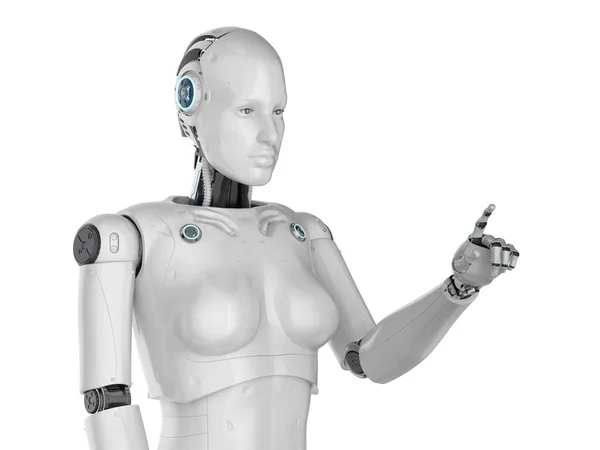 Kvinne-cyborg eller robot-fingerpunkt – stockfoto