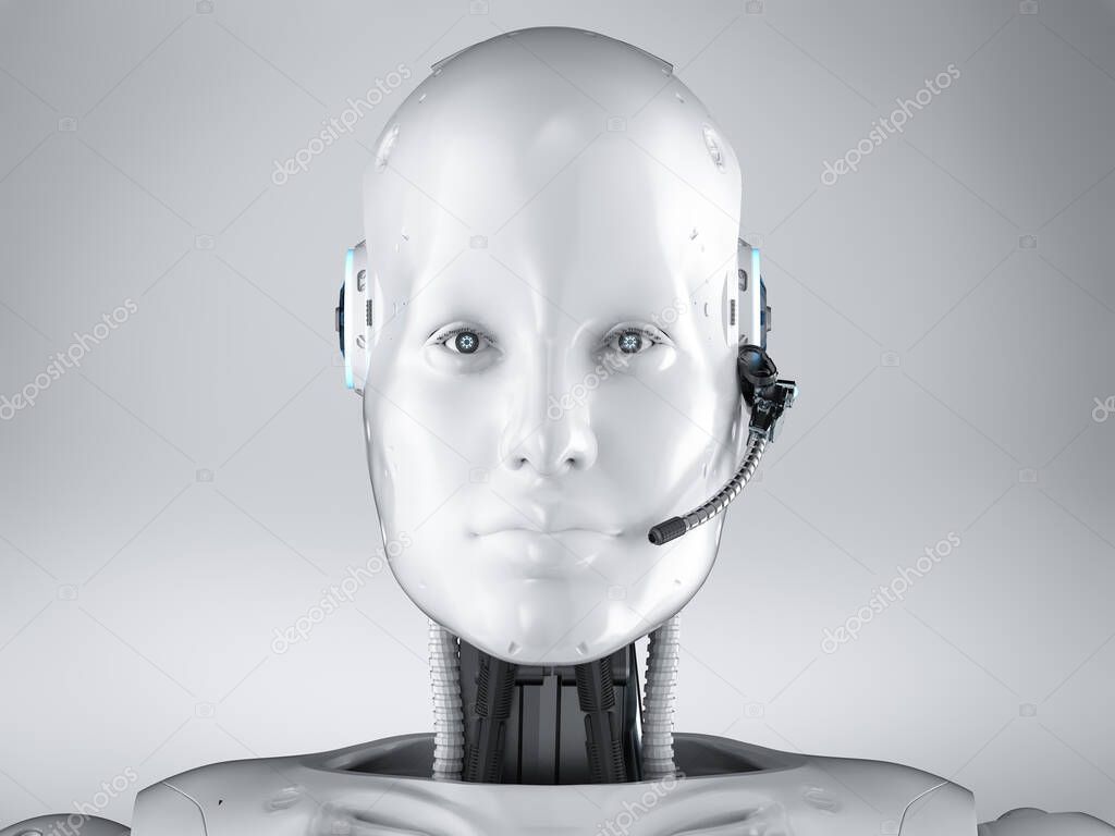 cyborg or robot with headset