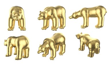 Beyaz üzerinde izole edilmiş 3D çokgen kutup ayısı seti