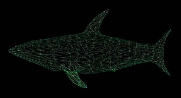 Requin Polygonal Rendu Isolé Sur Noir — Photo