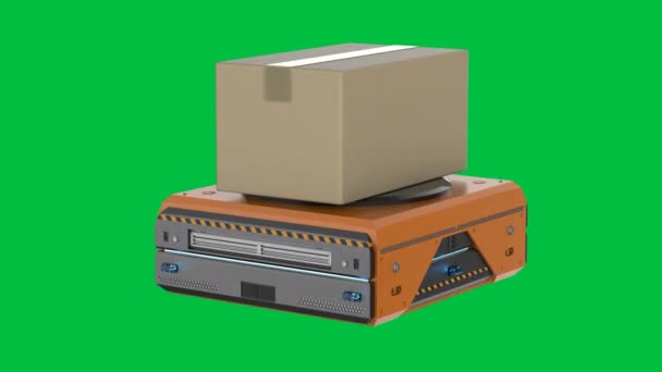 Rendering Lagerroboter Tragen Boxen Isoliert Auf Grünem Hintergrund — Stockvideo