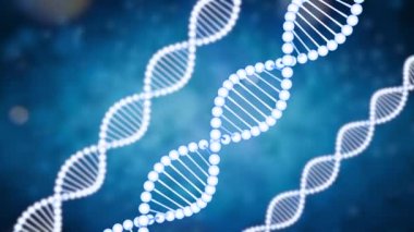 Mavi arkaplanda 3D DNA sarmalları oluşturuluyor