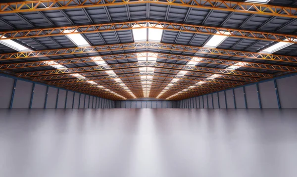 Візуалізація Внутрішнього Порожнього Заводу Підвісними Лампами — стокове фото