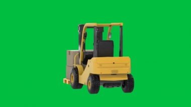 3D forklift aracı yeşil ekran arkaplan 4k görüntülerinde izole edildi