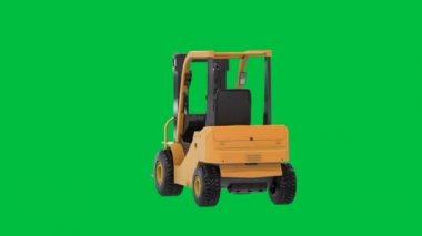3D forklift aracı yeşil ekran arkaplan 4k görüntülerinde izole edildi