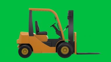 3D forklift aracı yeşil ekran arkaplan 4k görüntülerinde izole edildi