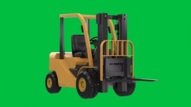 3D forklift aracı yeşil ekran arkaplan 4k görüntülerinde izole edildi