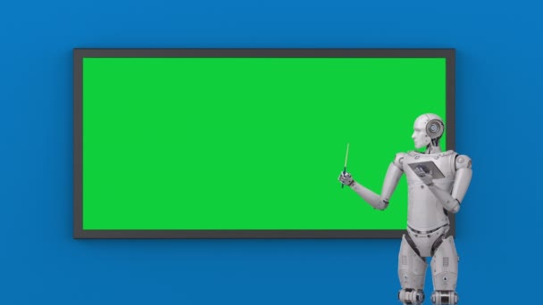 Cyborg enseignement avec écran vert planche vide — Video