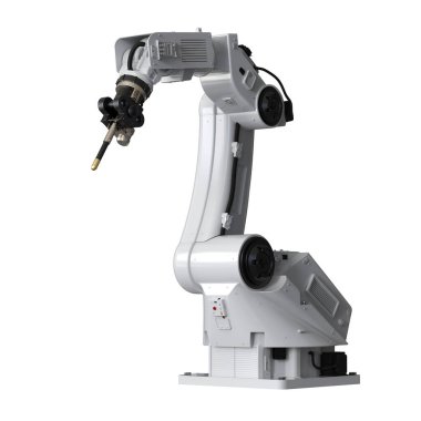 3d kaynak robotik kolu beyaz arkaplanda izole edildi
