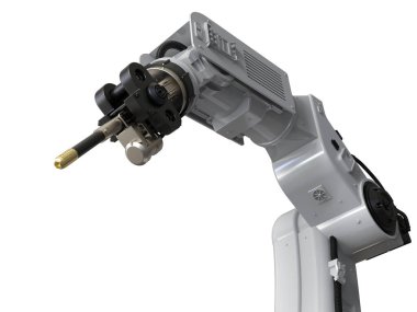 3d kaynak robotik kolu beyaz arkaplanda izole edildi
