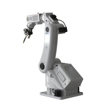 3d kaynak robotik kolu beyaz arkaplanda izole edildi