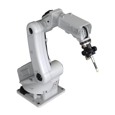 3d kaynak robotik kolu beyaz arkaplanda izole edildi