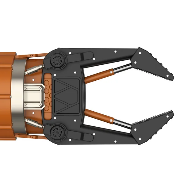 Turuncu Robotik Kol Beyaz Arkaplanda Izole Edildi — Stok fotoğraf