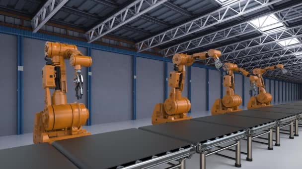 Renderowania Robota Ramię Fabryce Animacji — Wideo stockowe