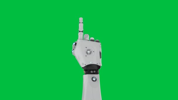 Rendering Cyborg Hand Pointing Green Screen Background Animation — Stock Video