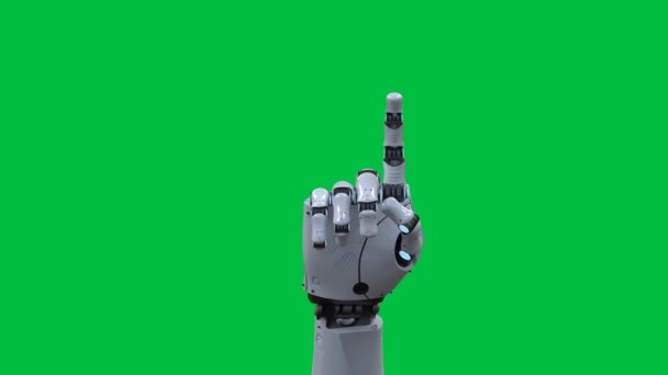 Rendering Cyborg Hand Zeigt Auf Grünem Bildschirm Hintergrund Animation — Stockvideo
