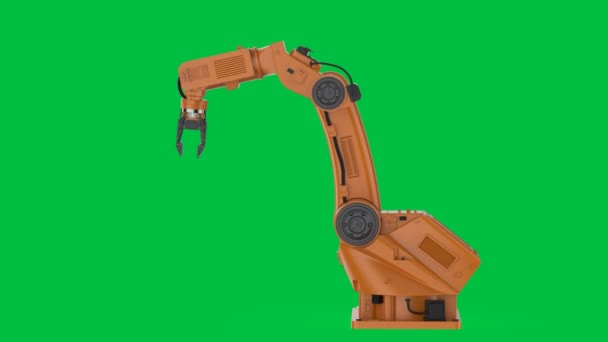 Rendering Roboterarm Isoliert Auf Grünem Bildschirm Hintergrund Animation — Stockvideo