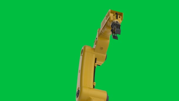 Rendering Robotic Arm Isolated Green Screen Background Animation — Stock Video