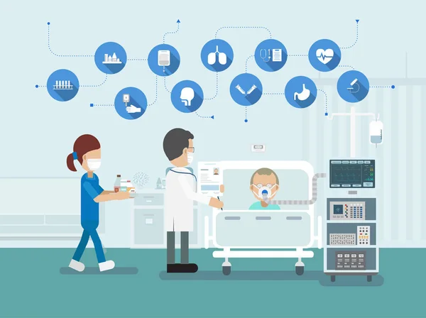 Concepto Servicio Médico Con Iconos Médicos Ilustración Vectorial Diseño Plano — Archivo Imágenes Vectoriales