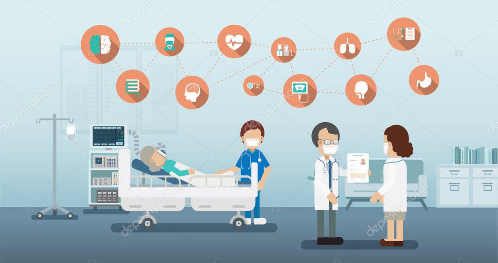 Medical service concept with medical icons flat design vector illustration