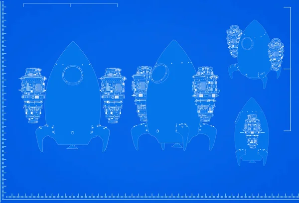 Uzay Mekiği Planının Mavi Arkaplanda Ölçeklendirilmesi — Stok fotoğraf