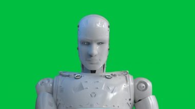 Yeşil ekran arkaplan 4k görüntülerinde 3D yapay zeka robotu oluşturuluyor