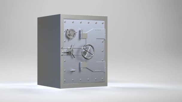 Rendering Metallic Bank Safe Steel Safe Gold Coins Footage — Stock Video