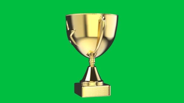 Rendering Gold Star Trophy Green Screen Background Footage — Stock Video