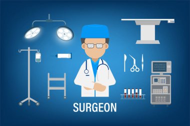 Ameliyat ekipmanlı bir cerrah 