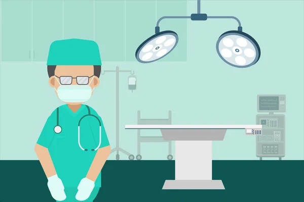 Cirujano Sala Cirugía — Vector de stock