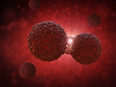 3d rendering red cancer cell divide or spread out clipart