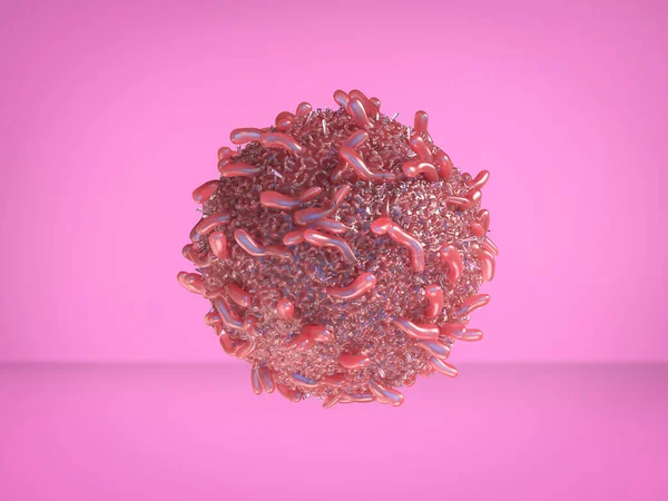 Representación Células Cáncer Rojo Sobre Fondo Rosa — Foto de Stock