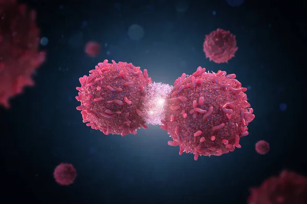 3D使红癌细胞分裂或扩散 — 图库照片