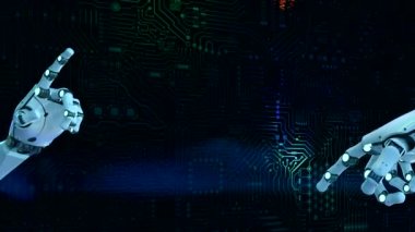 cyborg eller devre kartına işaret ediyor