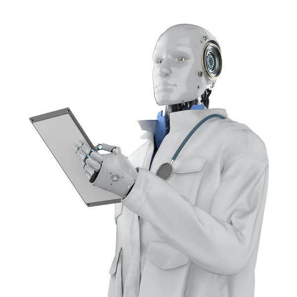 Tıbbi Teknoloji Konsepti Beyaz Takım Elbiseli Boyutlu Robot Robot Görüntüsü — Stok fotoğraf