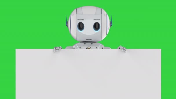 Robot with blank board — Stock Video