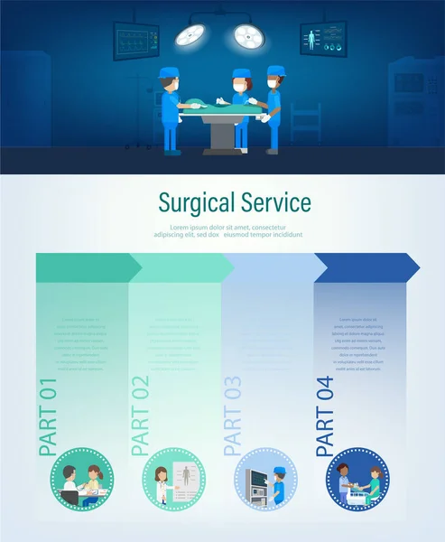 Surgical Service Infographic Flat Design Vector Illustration — 스톡 벡터