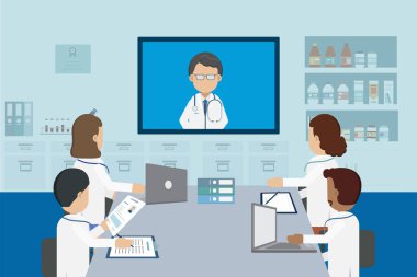 Doktor konferansı konsepti düz tasarım vektör çizimi