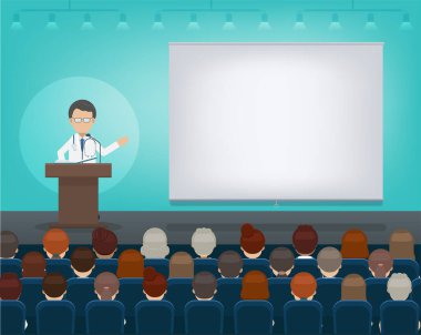 Tıbbi konferans konsepti düz tasarım vektör çizimi