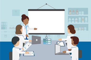 Doktor konferansı konsepti düz tasarım vektör çizimi