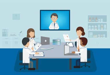 Doktor konferansı konsepti düz tasarım vektör çizimi