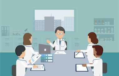Doktor konferansı konsepti düz tasarım vektör çizimi