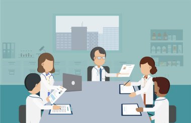 Doktor konferansı konsepti düz tasarım vektör çizimi