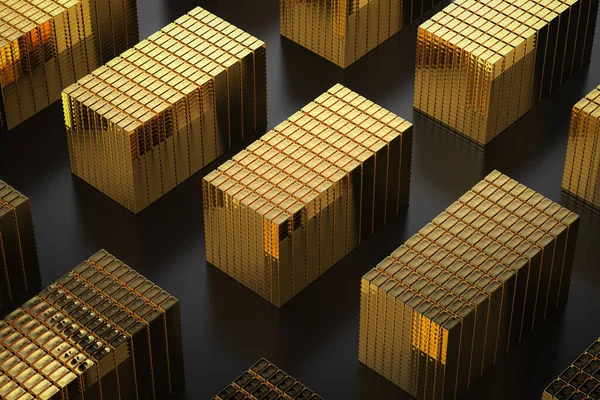 Візуалізація Купа Золотих Блискучих Злитків — стокове фото