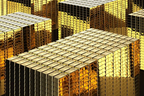 Heap Renderização Ouro Brilhante Bullion — Fotografia de Stock