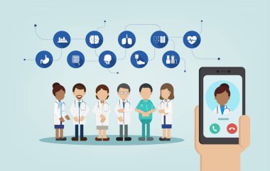 Çevrimiçi Doktor konsepti düz tasarım vektör çizimi